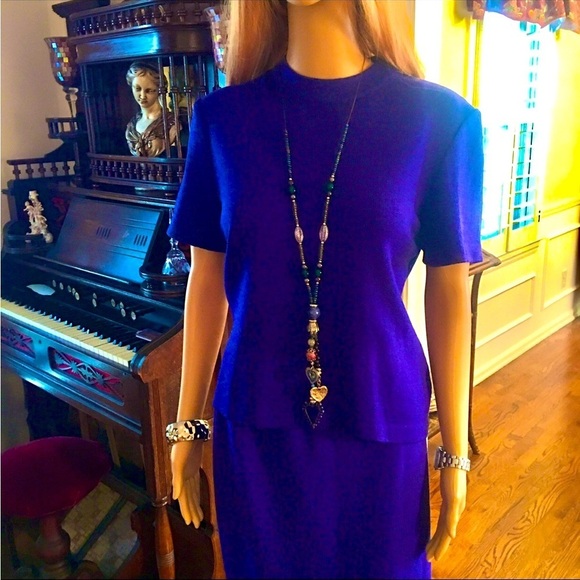St. John Dresses & Skirts - ST. JOHN VIBRANT ROYAL BLUE 3 PIECE SUIT JACKET 8 SHIRT SMALL SKIRT 12 E…